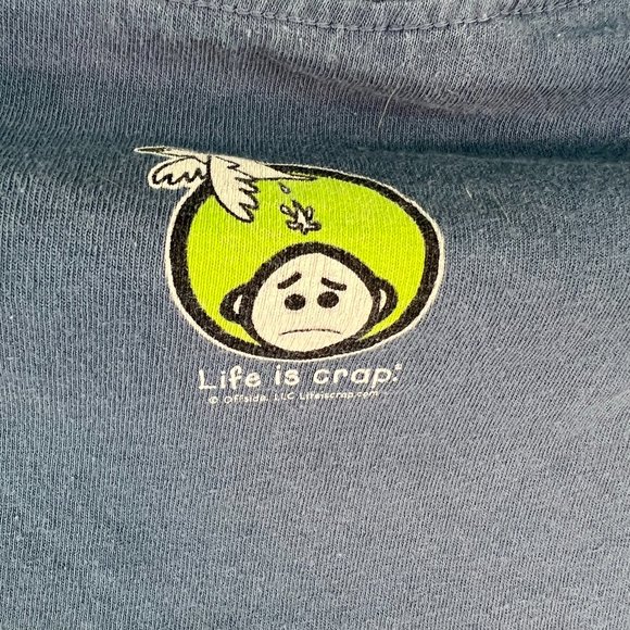 Life Is Crap Shirt Adult Size Large Blue Nautical Graphic Tee - Picture 4 of 7